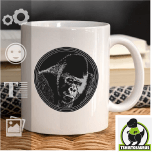 Mug Gorille céramique blanc à personnaliser et imprimer. Gorille majestueux.