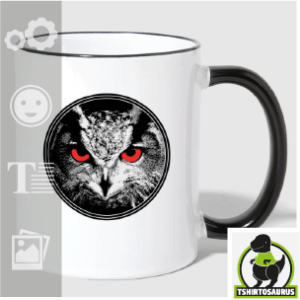 Mug hibou stylé et élégant à personnaliser en ligne. Tête de hibou de face.