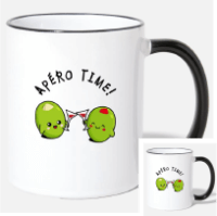 Mug à personnaliser humoristique avec des olives qui prennent l'apéro.