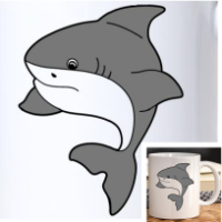 Mug personnalisé requin rigolo en style kawaii, imprimez le vôtre.