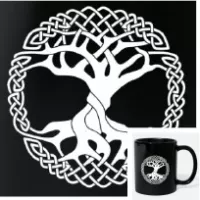 Mug viking à personnaliser : Mug céramique noir et arbre de vie Yggdrasil