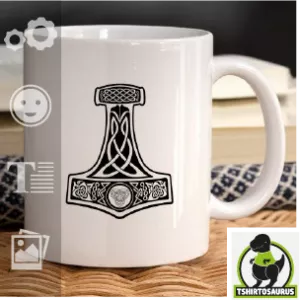 Mug simple et marteau de Thor, motif Mjöllnir personnalisable, créez le vôtre.