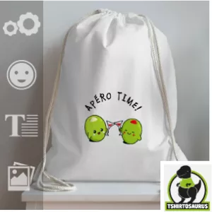 Sac apéro time en coton léger à personnaliser en ligne avec Spreadshirt.