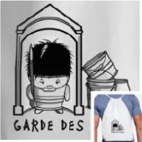 Sac personnalisé humour et calembour, garde des seaux, petit seau grimé en garde.