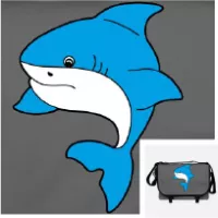 Sac requin personnalisable avec un motif requin rigolo en tracé vectoriel aux couleurs modifiables dans la fenêtre de personnalisation Spreadshirt.
