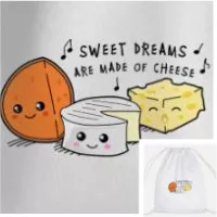 Sac personnalisé citation drôle : sweet dreams are made of cheese, chanté par des fromages. Personnalisez le vôtre.