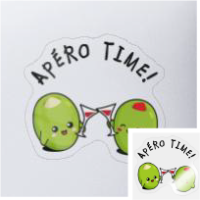 Sticker apéro personnalisé, olives prenant un verre, imprimez-le en ligne.