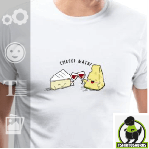 Le tee-shirt personnalisable apéro fromage : personnages fromage qui trinquent avec du vin.