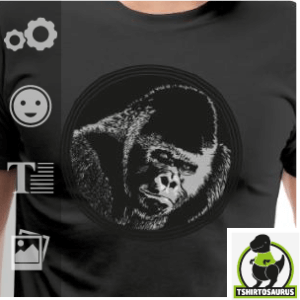 T-shirt gorille, tête de gorille dans un cercle et t-shirt confortable en coton pour homme.