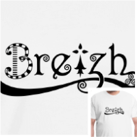 Tee-shirt personnalisé Breizh, motif breton stylé en typographie celte.