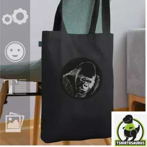 Tote bag Gorille à personnaliser : tote bag noir en tissu bio avec une tpete de gorille dans un cercle, personnalisez le vôtre. Boutique Spreadshirt.