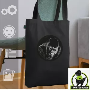 Tote bag Gorille à personnaliser : tote bag noir en tissu bio avec une tpete de gorille dans un cercle, personnalisez le vôtre. Boutique Spreadshirt.