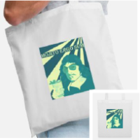 Tote bag apéro et humour à personnaliser, mojito ergo sum, et Descartes qsui sirote un mojito.