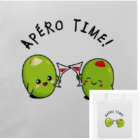 Tote bag apéro à personnalisé, motif olives qui trinquent, sac humour et apéro original.