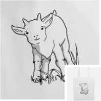 Créez votre tote bag chèvre personnalisé avec ce motif chèvre rigolote et mignonne debout dans des brins d'herbe. Couleurs personnalisables.