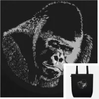 Tote bag noir avec une tête de gorille. Tote bag bio à personnaliser avec Spreadshirt.