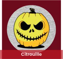 Cadeau citrouille : personnalisez un dessin de citrouille rigolo et imprimez-le pour Halloween, ajoutez votre texte, choisissez votre accessoire, sac à bonbons, hoodie.