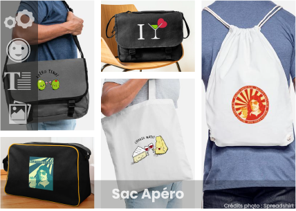 Sac apéro rigolo à imprimer en ligne. Personnalisez votre version ou créez le vôtre avec une image perso. Boutique Spreadshirt.