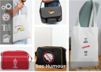 Sac humour à personnaliser : créez votre sac bandoulière humoristique, tote bag blague, sac de cours avec citation rigolote.