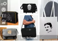 Sac science personnalisé à imprimer en ligne, mettez en forme votre article, sac bandoulière, sac rétro, tote bag etc. et floquez-le d'un design science original.