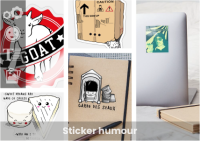 Sticker humour à imprimer en ligne, personnalisez votre image ou imprimez un motif humour sur autocollant.