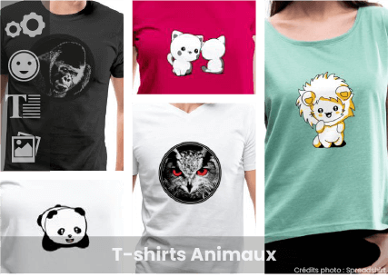 T-shirt animal, personnalisez votre t-shirt rigolo avec un chat, panda, gorille ou requin