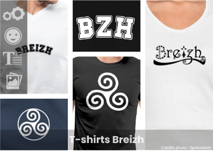 T-shirt Breizh, achetez un t-shirt breton BZH ou créez votre propre article Bretagne original.