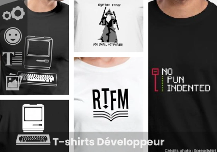 T-shirt développeur personnalisé à imprimer en ligne : blagues développeur, humour informatique et t-shirts personnalisables.