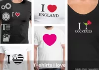Personnaliser et imprimer un t-shirt I love + texte simplement avec Spreadshirt et les motifs cœurs et I love de la boutique Tshirtosaurus.