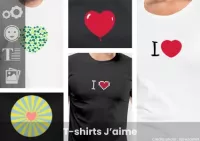 T-shirt j'aime + mon texte à personnaliser et imprimer en ligne avec Spreadshirt et les cœurs et motifs Tshirtosaurus.