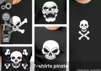 Imprimez votre t-shirt Pirate original avec la plateforme Spreadshirt : dessins de pirates et têtes de mort, crânes etc. à personnaliser et placer librement sur votre t-shirt.