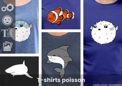 Votre t-shirt poisson rigolo, fugu, poisson clown etc. imprimé avec soin par Spreadshirt, et personnalisé par vous.