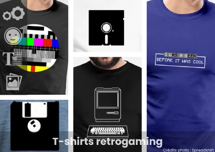 T-shirt retrogaming à imprimer en ligne : personnalisez un t-shirt avec l'outil de création Spreadshirt, et imprimez votre t-shirt original.