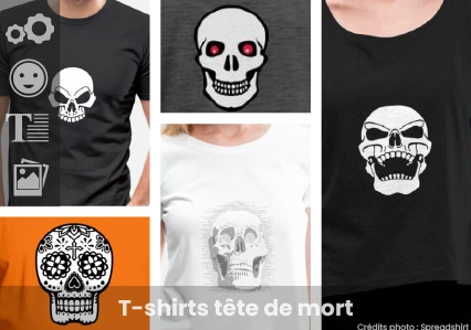 T-shirt tête de mort à personnaliser : crâne pirate, emblème corsaire ou tête décorée, imprimez votre t-shirt personnalisé avec Spreadshirt.