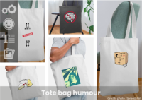 Tote bag humour, blagues et illustrations drôles à personnaliser soi-même en ligne, avec l'outil de personnalisation Spreadshirt.