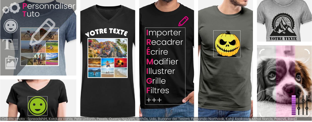 Comment personnaliser un t-shirt : tuto, pas à pas et utilisation du designer Spreadshirt et logiciel Gimp.