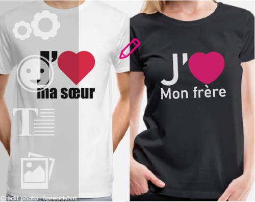 Comment créer un t-shirt j'aime + humour.