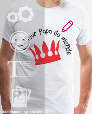 T-shirt personnalisé Meilleur papa texte personnalisé arqué et couronne.
