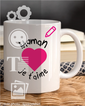 Tasse Maman je t'aime, tasse personnalisée en ligne.