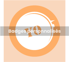 Badge personnalisé à créer en ligne, épinglez un motif ou un slogan à votre veste.